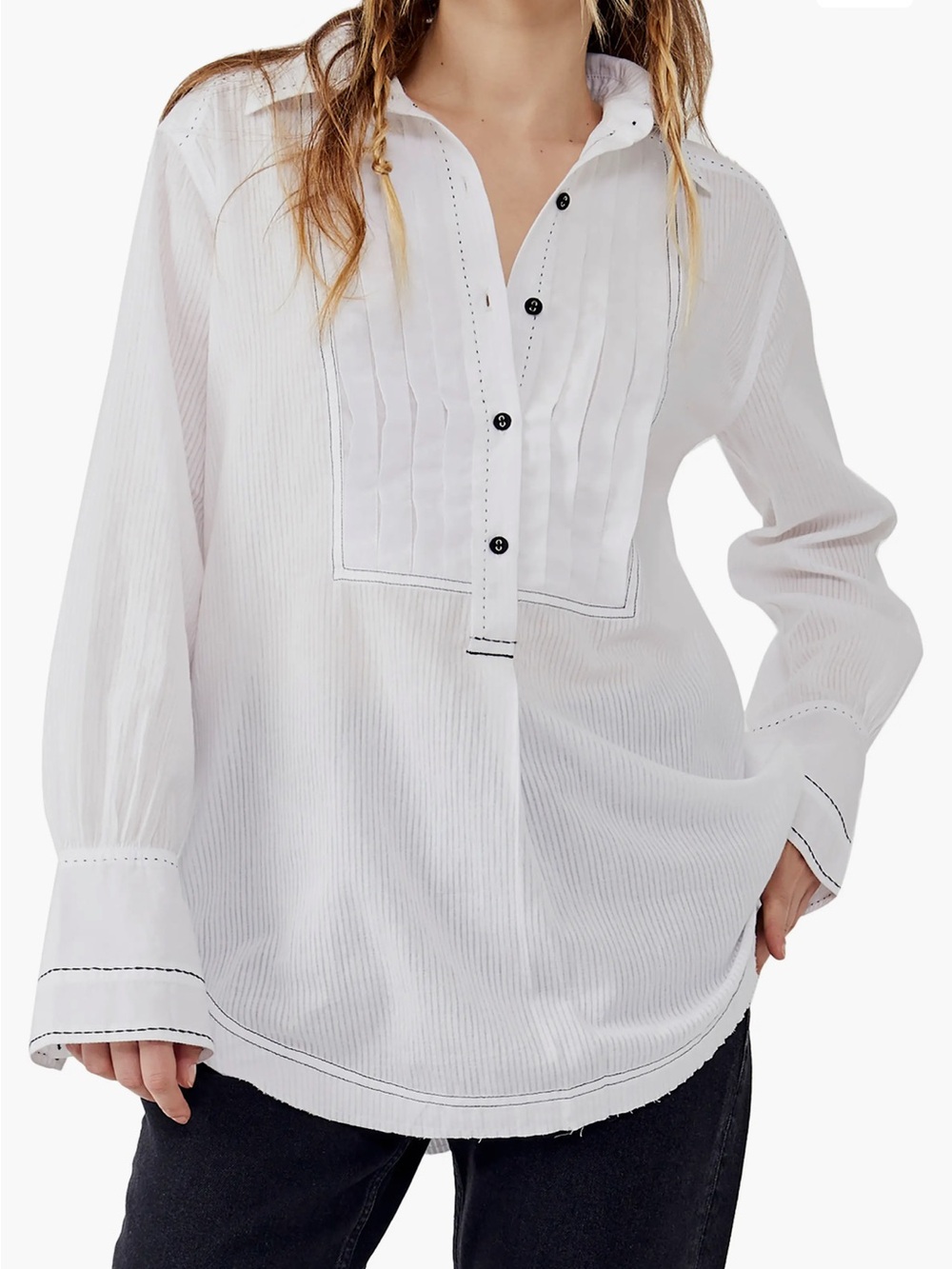 We the Free cotton button up shirt boho feminine menswear